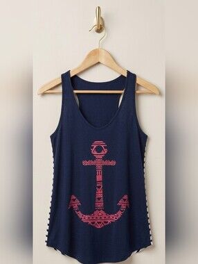 Annabelle Racerback Anchor Nautical Tank Top Medium